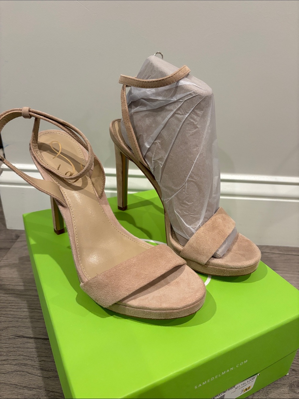 Sam Edelman Jade Cappuccino Suede Heeled Sandals Size 7